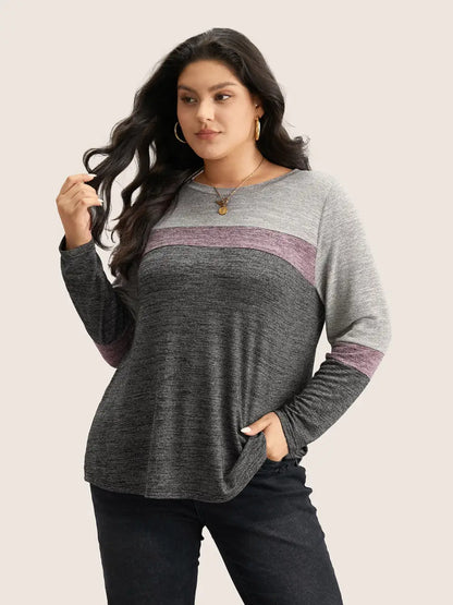 Heather Colorblock Contrast Crew Neck T-Shirt