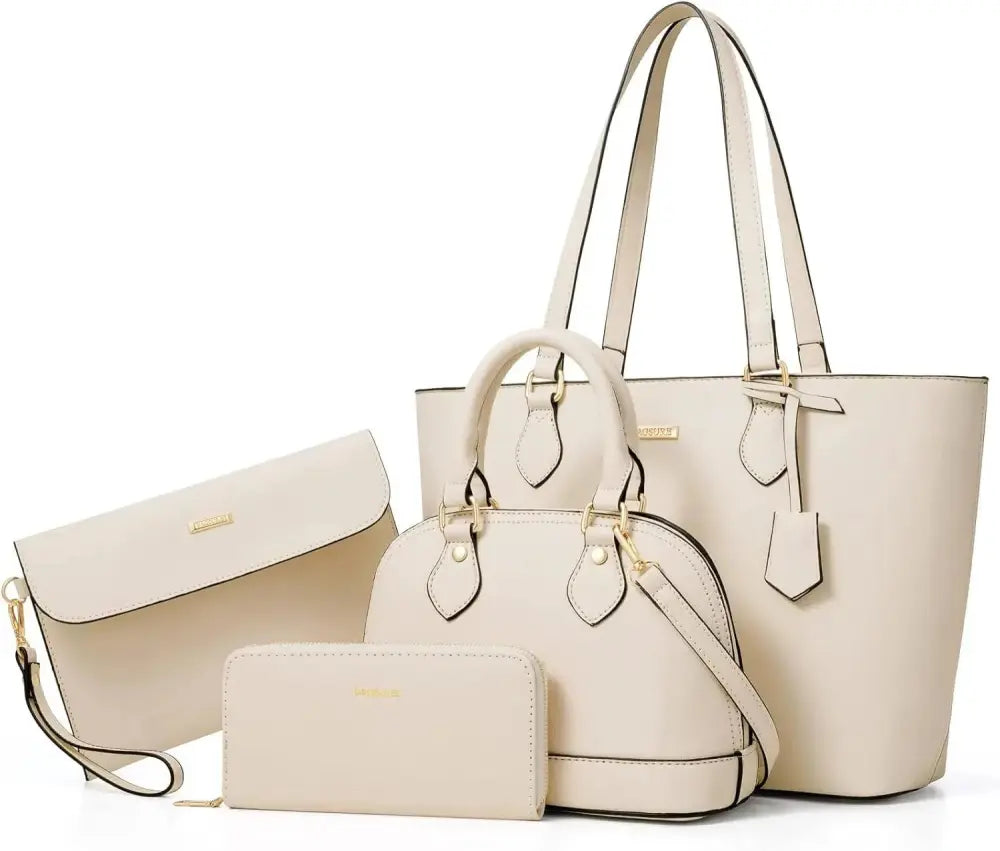 4PCS Women Fashion Handbags Purses Wallet Tote Shoulder Bags