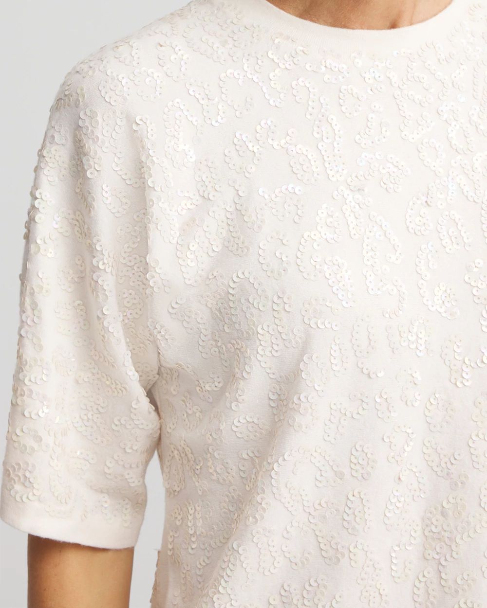 Short Sleeved Sequin Pullover Sweater