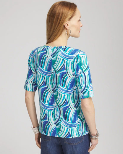 Ocean Print V-Neck Perfect Tee
