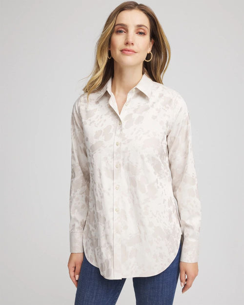 No IronTM Stretch-Sateen Jacquard Shirt