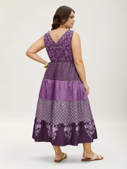 Bandana Patchwork Floral Sleeveless Dress
