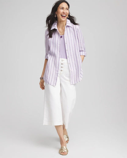 No IronTM Plum Striped Linen Shirt