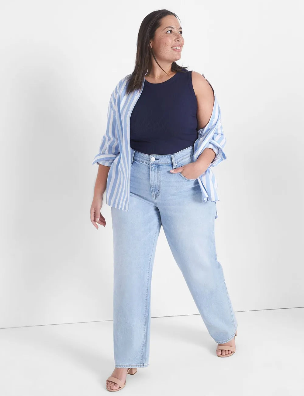 Fitted High-Neck Rib Tank