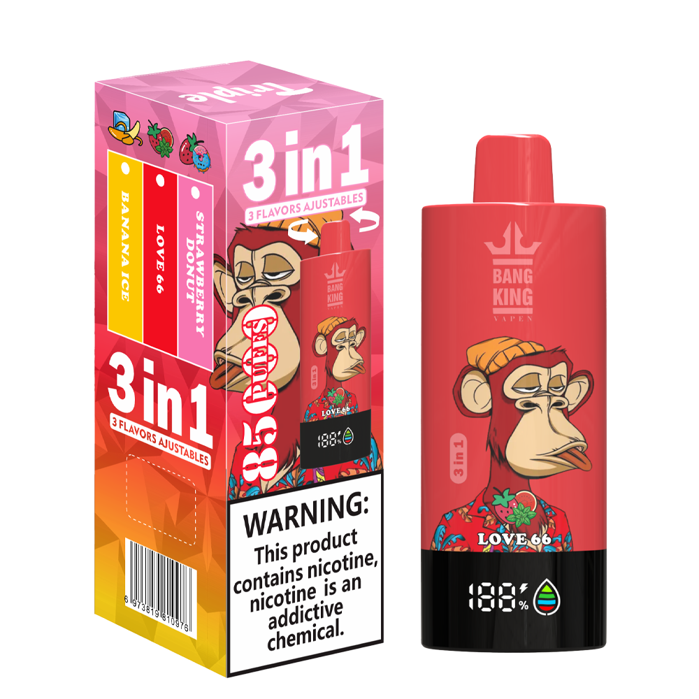 Bang King 85000 85k Puffs 3 in 1 Flavors Newest Original Rechargeable LCD Display Disposable Vape