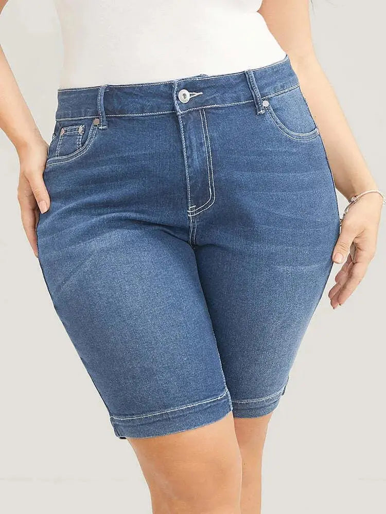 4 Pack Very Stretchy High Rise Dark Wash Denim Shorts