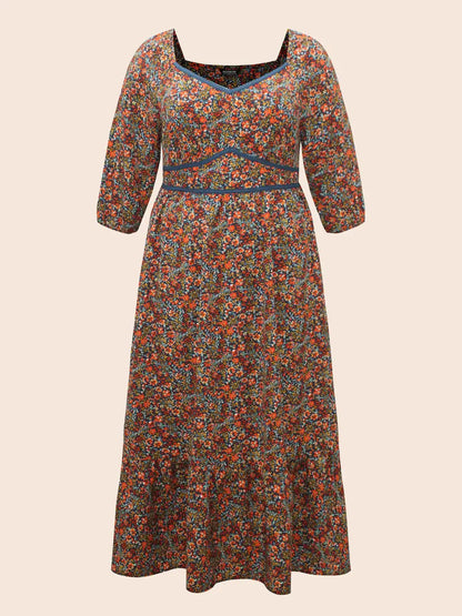 Ditsy Floral Woven Ribbon Maxi Dress