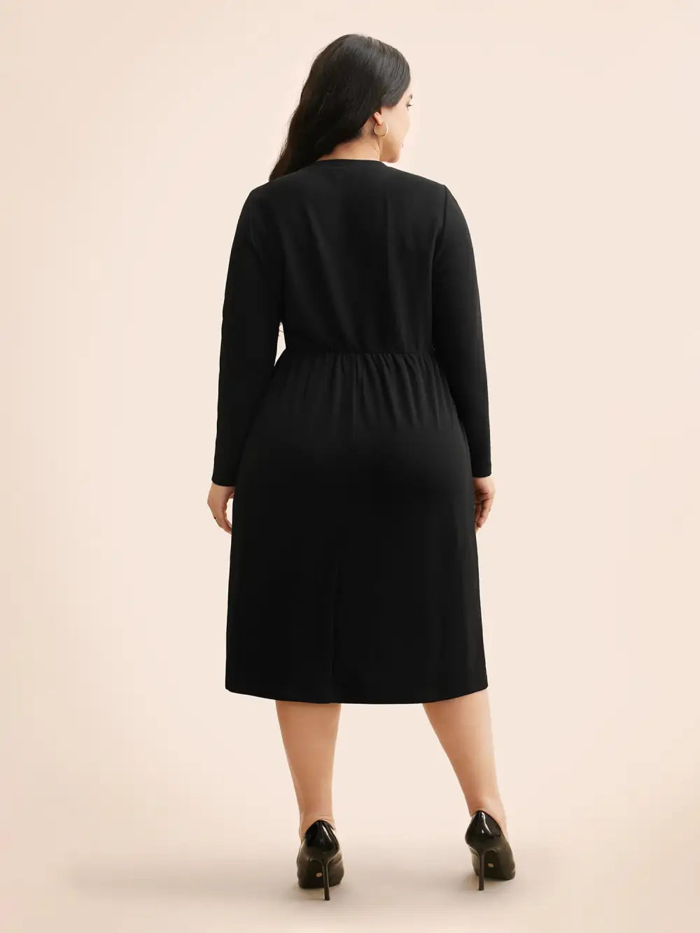 Houndstooth Patchwork Elastic Waist Dress