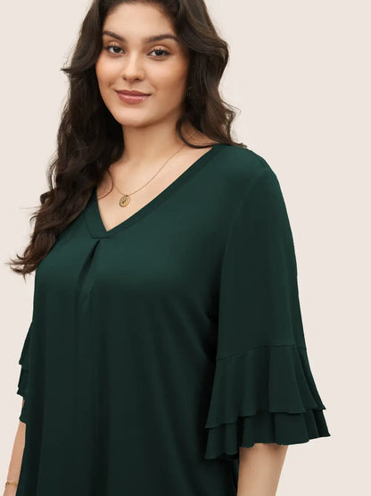 Supersoft Essentials Ruffle Layered Sleeve Pleated T-Shirt