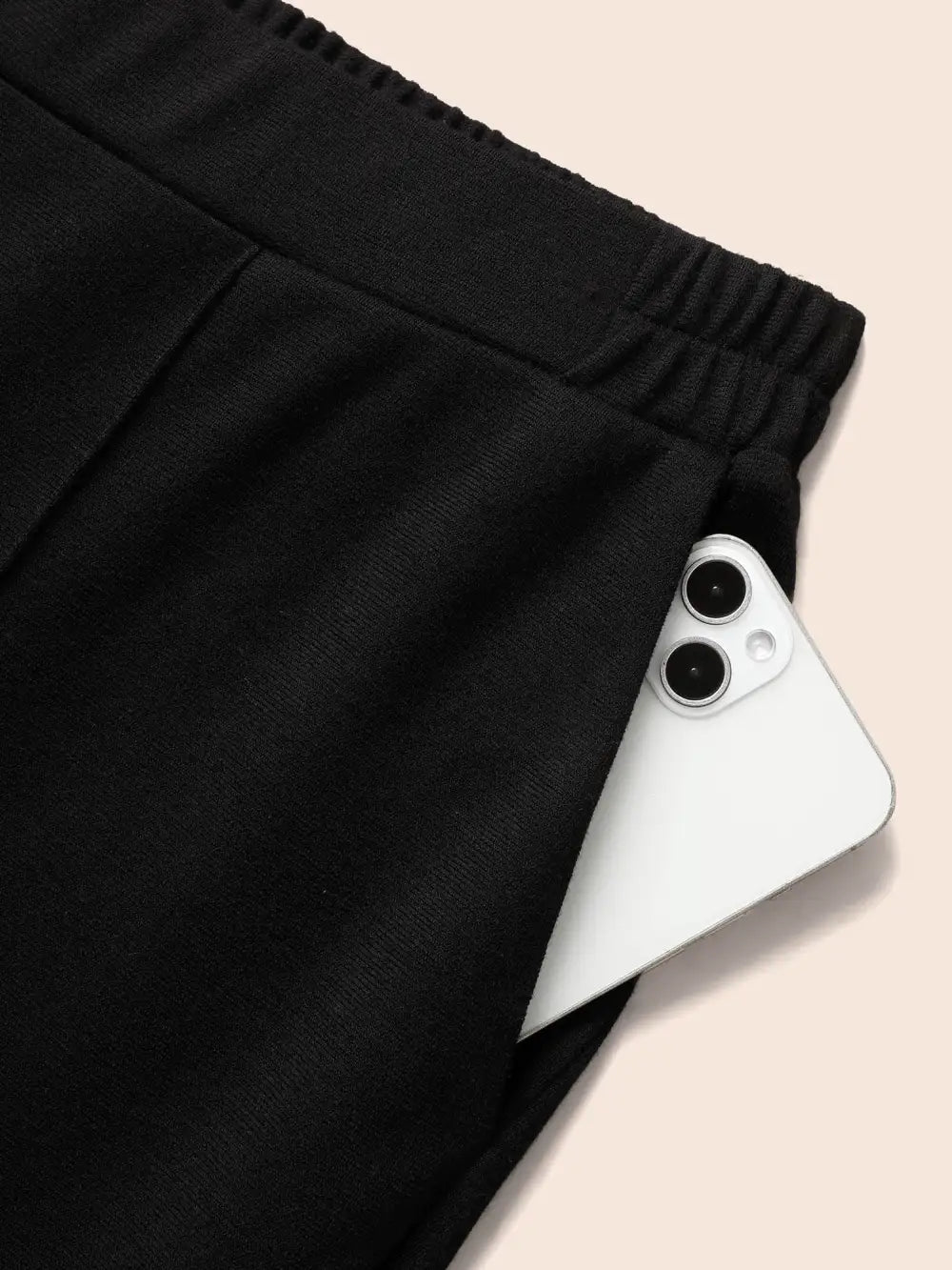 Solid Elastic Waist Pocket Leggings