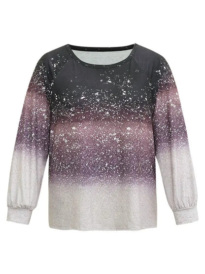 Ombre Raglan Sleeve Contrast T-Shirt
