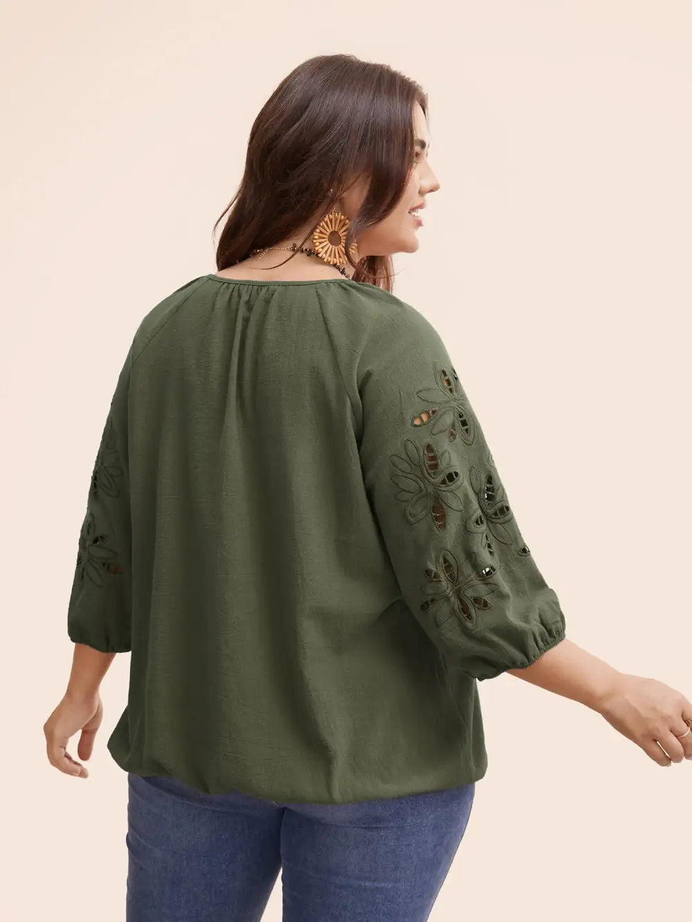 Broderie Anglaise Gathered Tie Knot Blouse