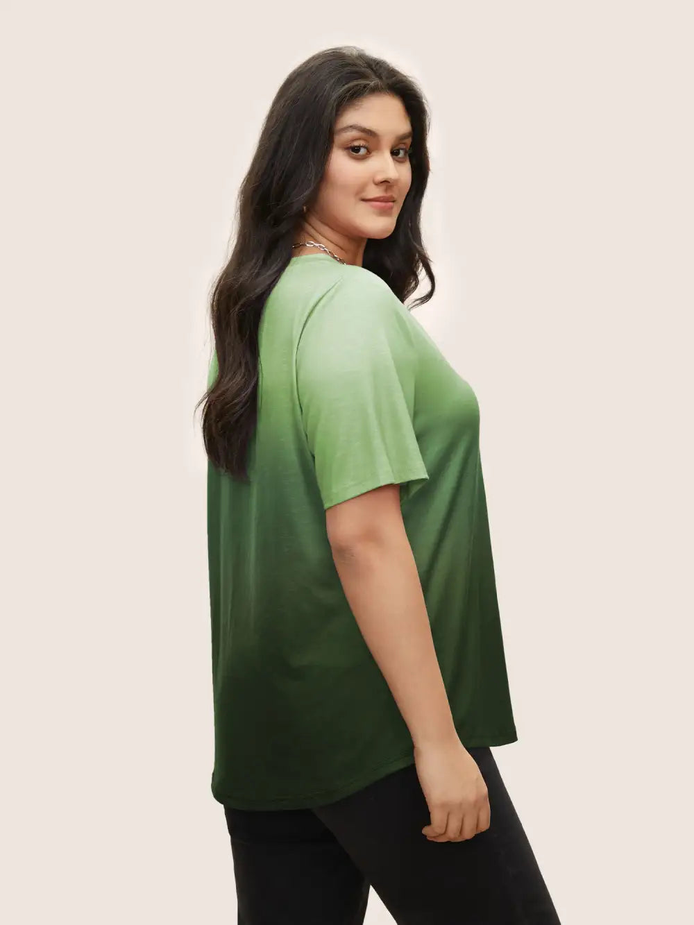Ombre Contrast Patched Pocket T-Shirt