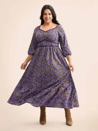 Ditsy Floral Woven Ribbon Maxi Dress