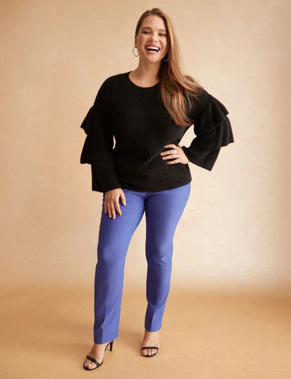 Crew-Neck Tiered-Sleeve Sweater