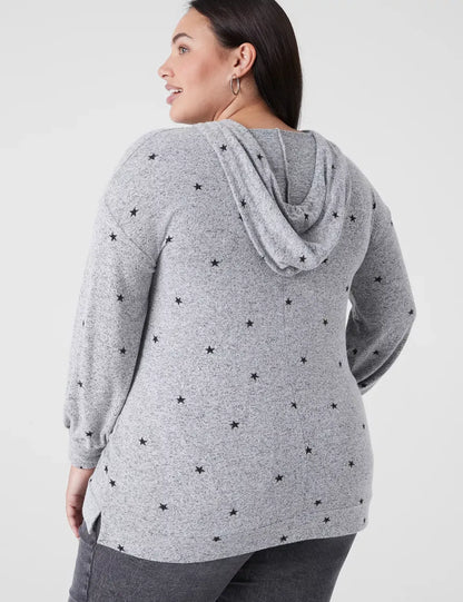 Relaxed Blouson-Sleeve Hacci Hoodie