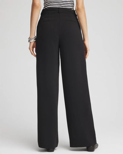 Petite Crepe Pleated Wide-Leg Pants
