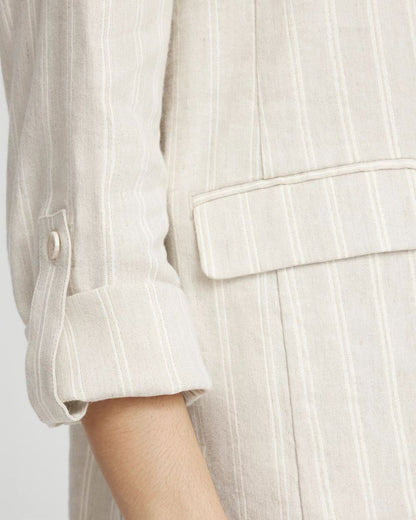 Linen Blend Stretch Stripe Blazer