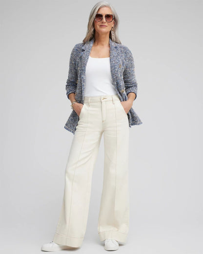 Pintuck High Rise Wide Leg Jeans