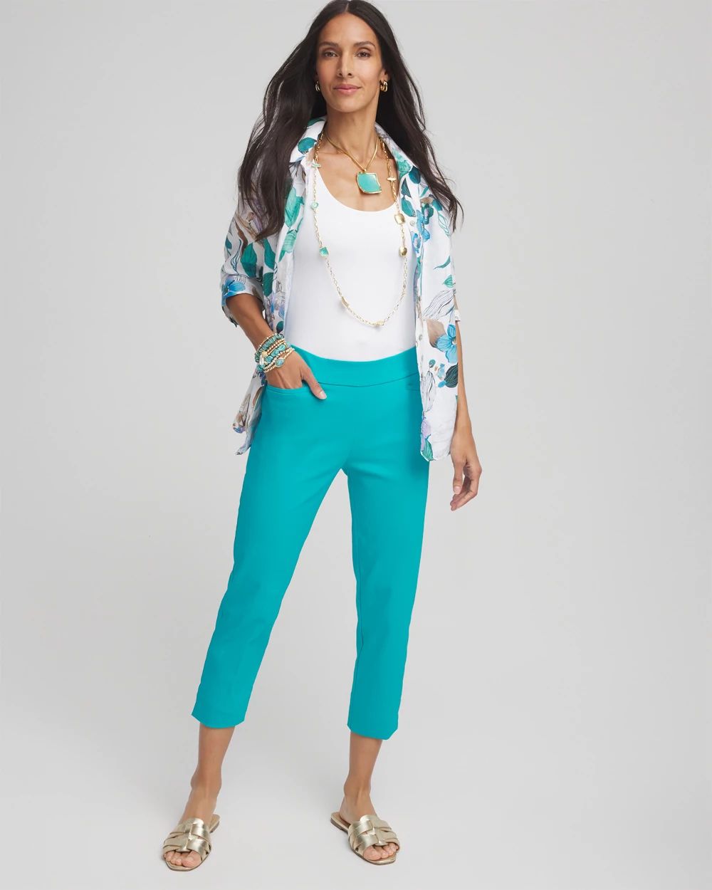 BrigitteTM Pull-On Slim Cropped Pants