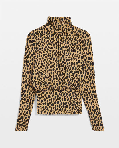 Animal Print Banded Hem Top