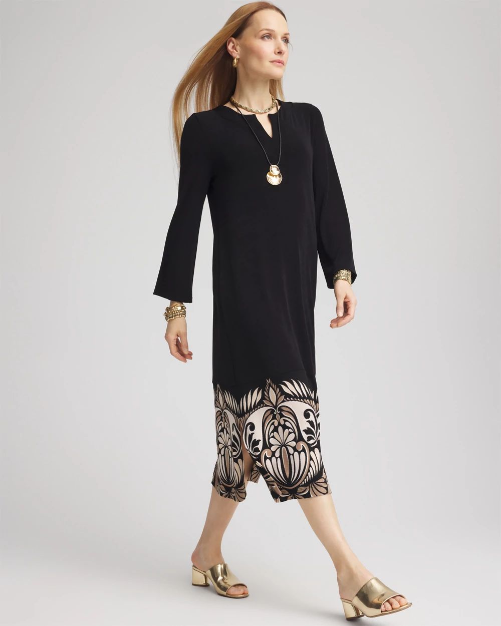 TravelersTM Kurta Border Print Midi Dress