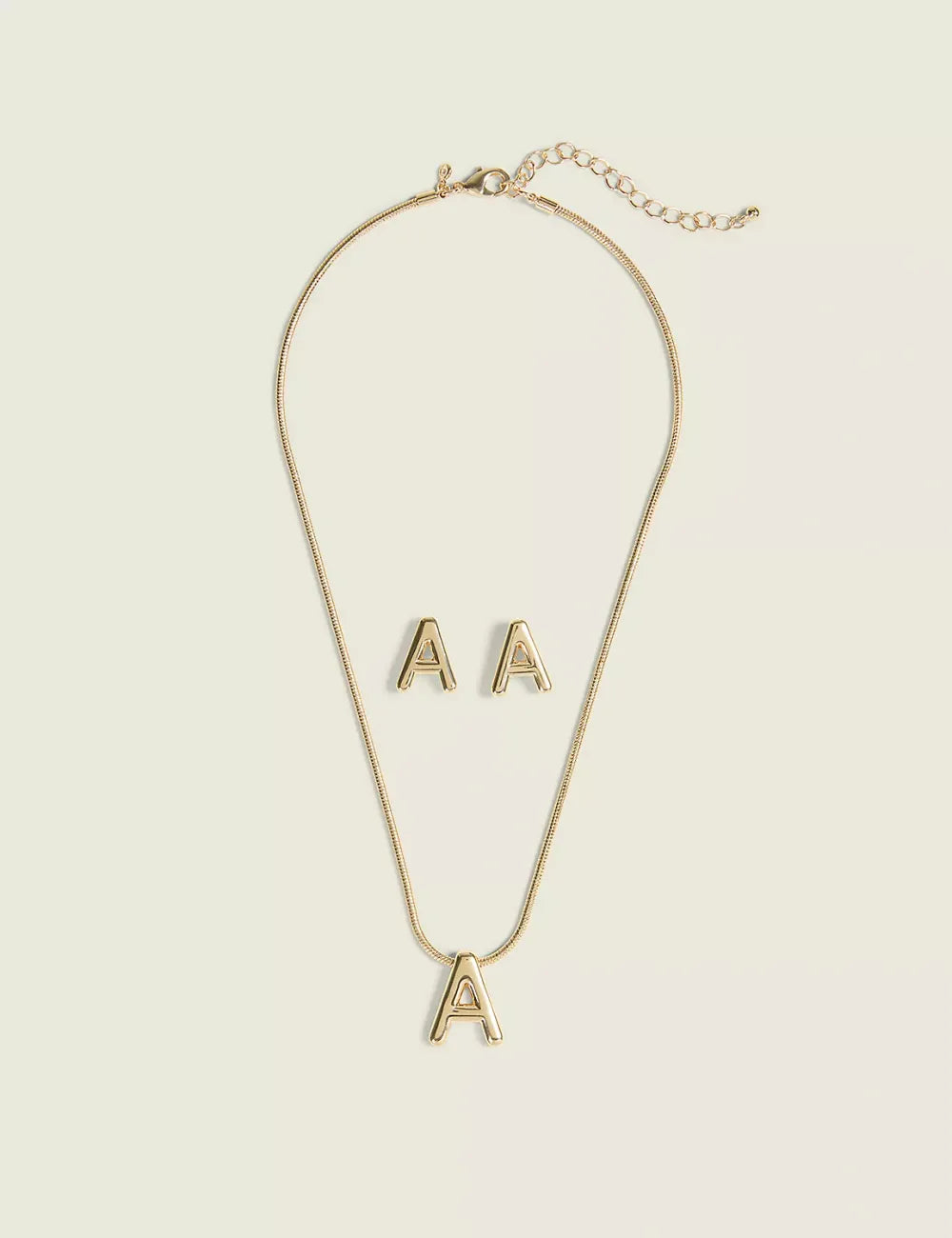 Initial Necklace & Earring Set
