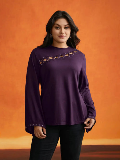 Peek-A-Boo Cut-Out Neckline T-Shirt