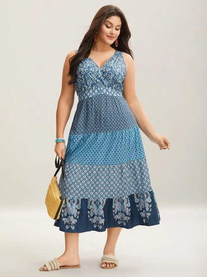 Bandana Patchwork Floral Sleeveless Dress