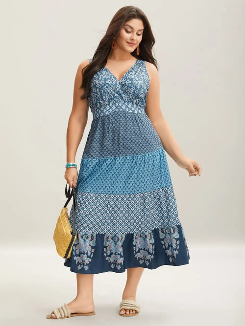 Bandana Patchwork Floral Sleeveless Dress