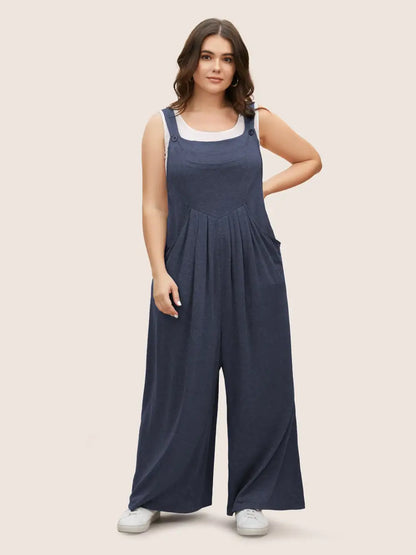 Supersoft Essentials Solid Pleated Pocket Jumpsuit
