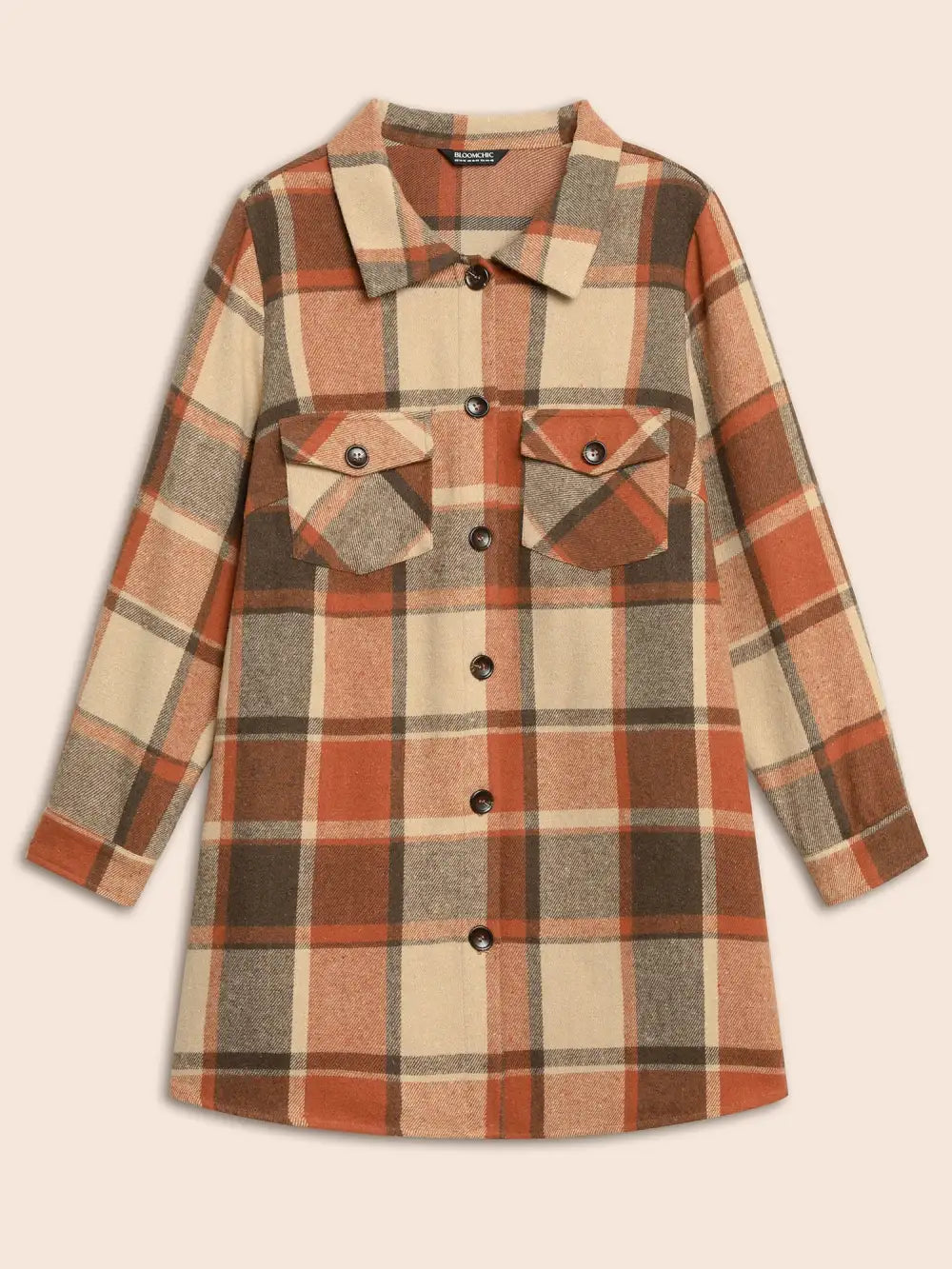 Halloween Plaid Chest Pockets Long Jacket