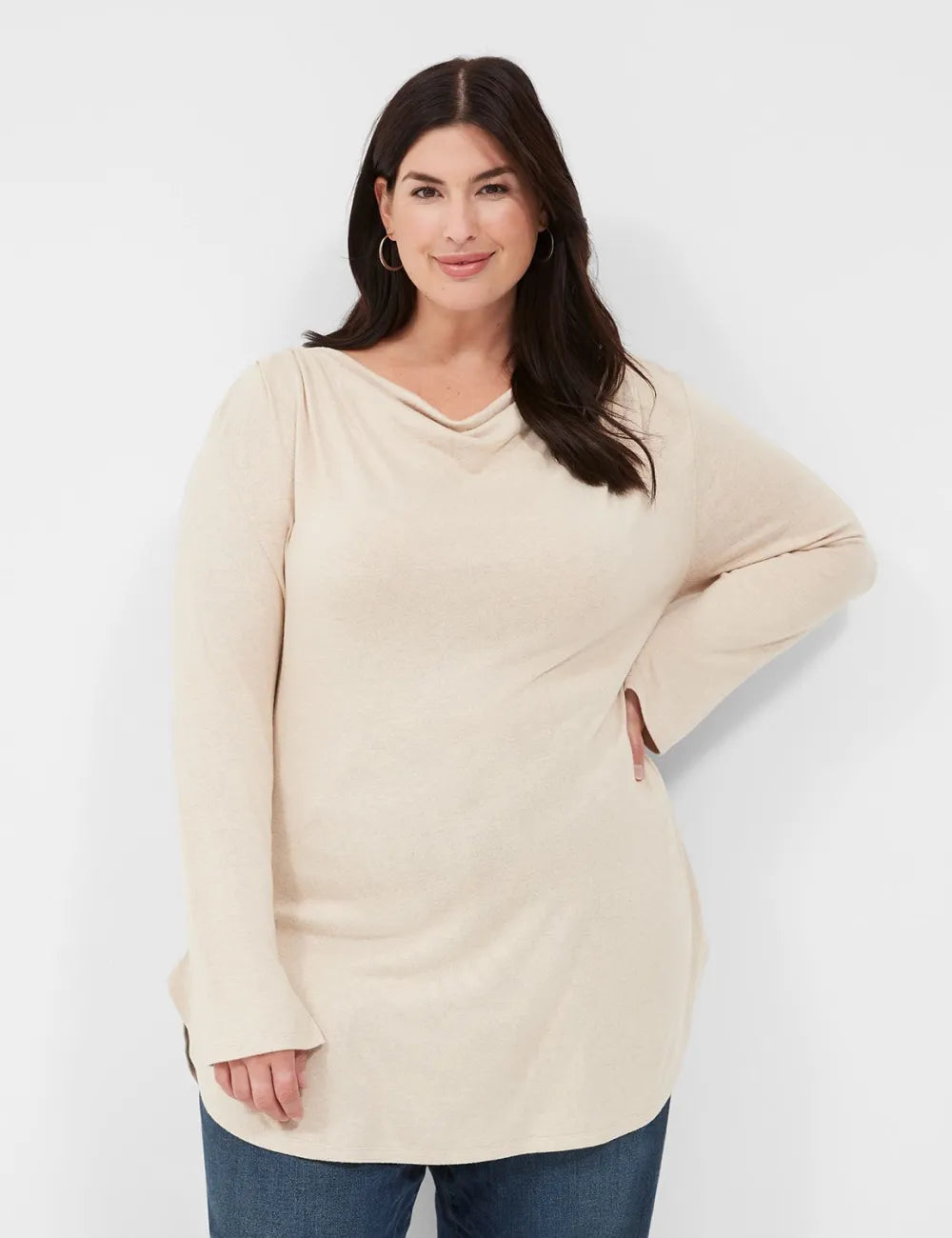 Relaxed Cowlneck Drop-Shoulder Top