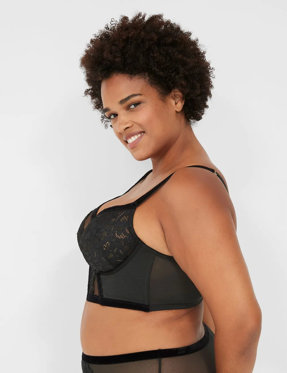 Velvet-Trim Unlined Balconette Bra