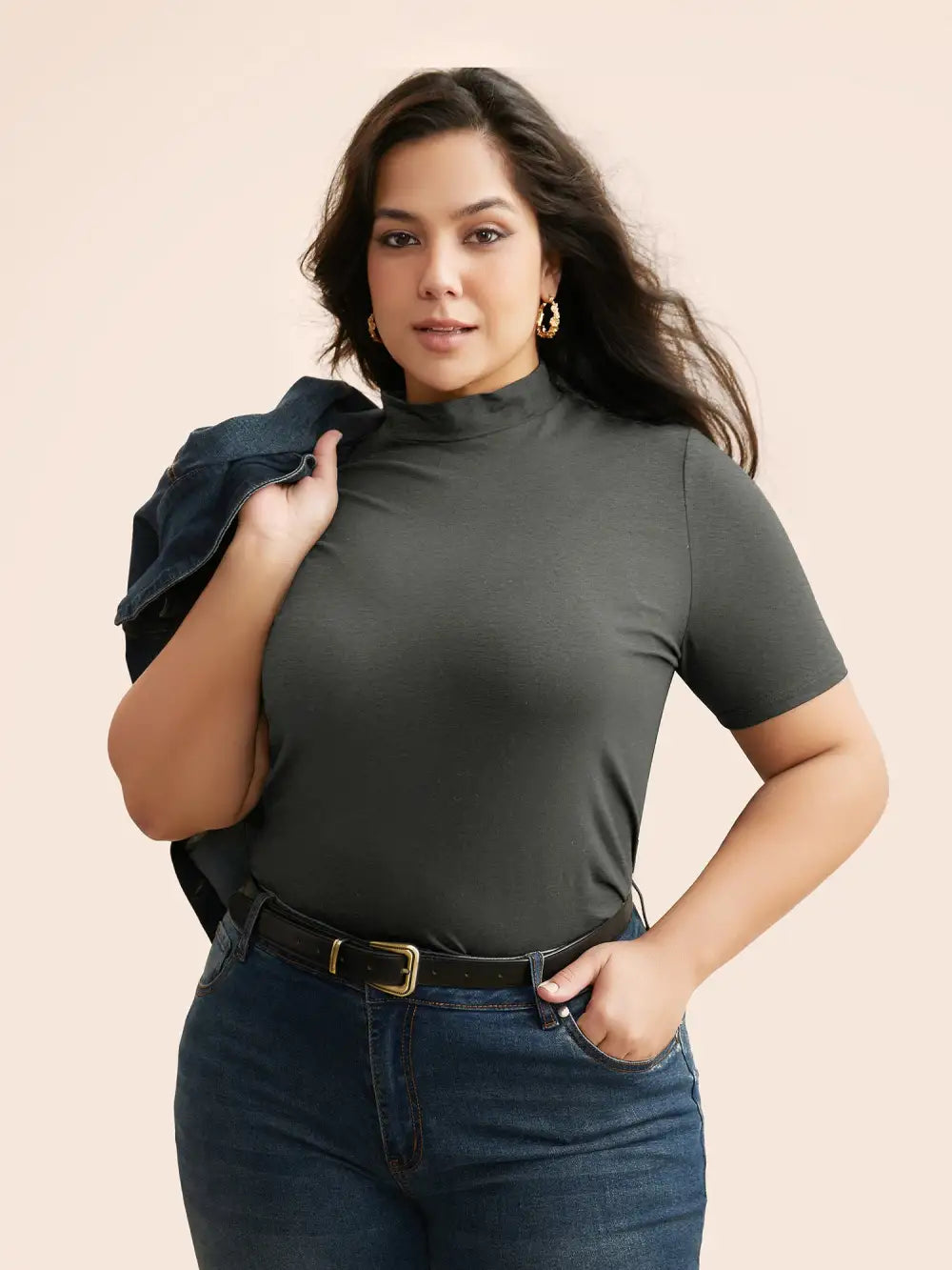 Supersoft Essentials Solid Mock Neck T-Shirt