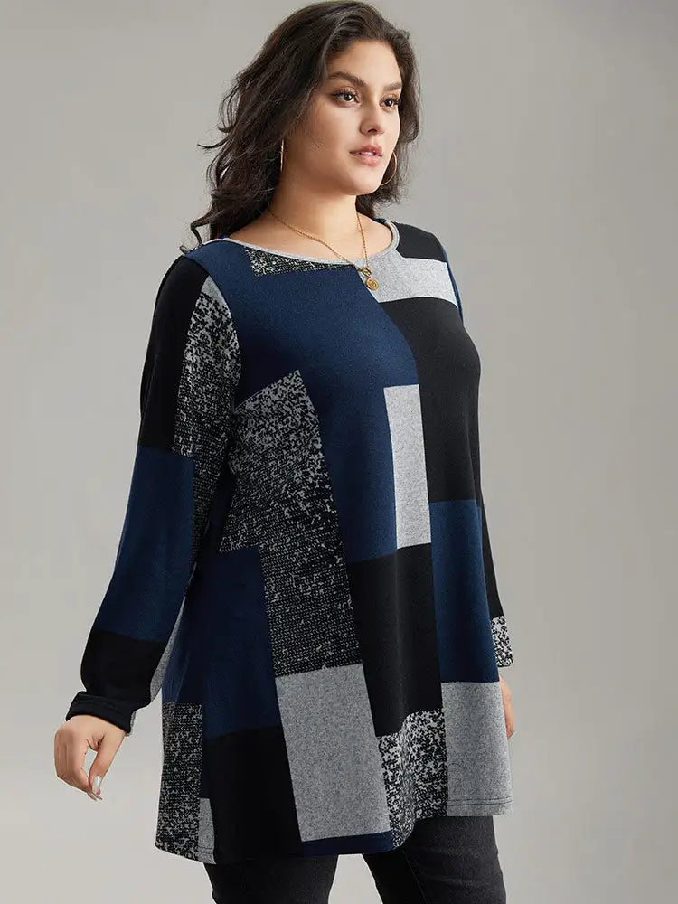 Colorblock Contrast Round Neck T-Shirt