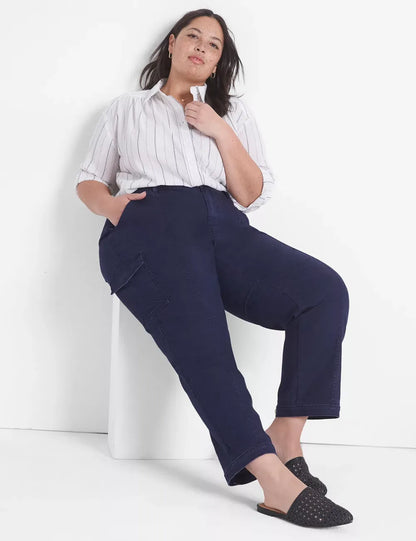 Relaxed Crop Button-Down Shirt
