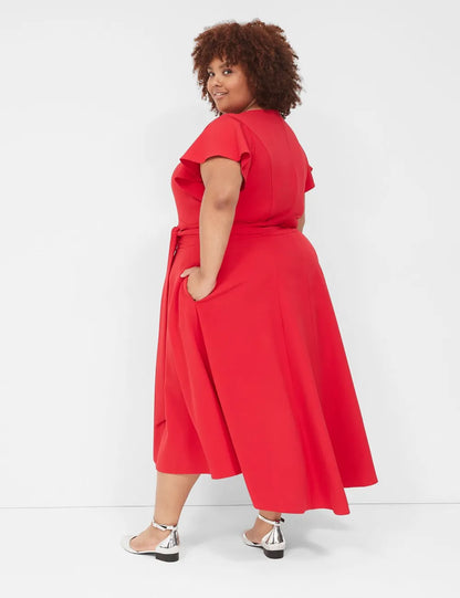 Lena V-Neck High-Low Midi Dress