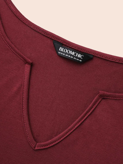 Notched Ruffle Layered Hem T-Shirt