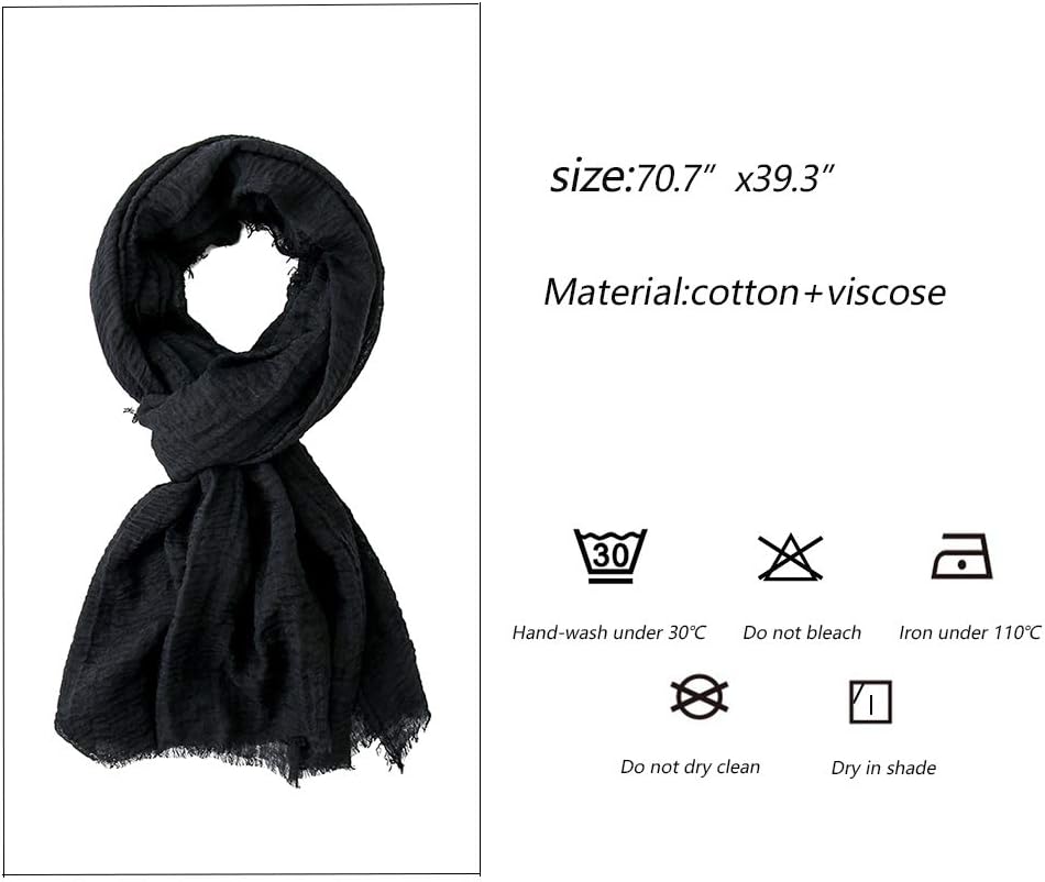 Soft Cotton Hemp Scarf Wrap Long Hijab Scarves for Women
