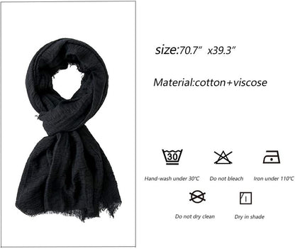 Soft Cotton Hemp Scarf Wrap Long Hijab Scarves for Women