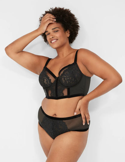 Velvet-Trim Unlined Balconette Bra