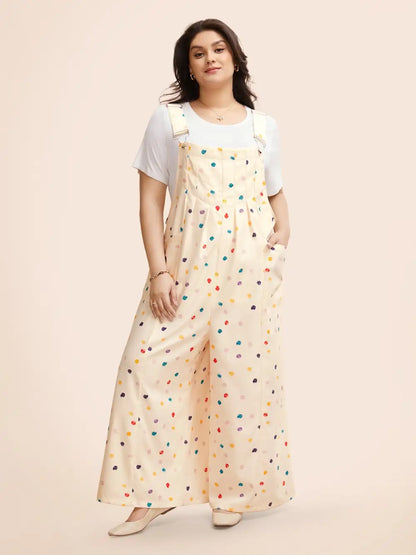 Painted Polka Dot Adjustable Straps Jumpsuit