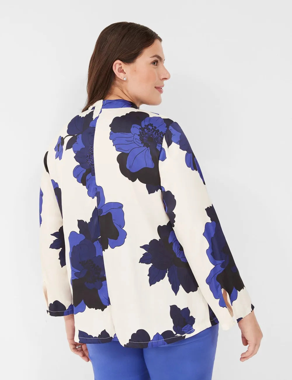 Satin Long-Sleeve Mock-Neck Top
