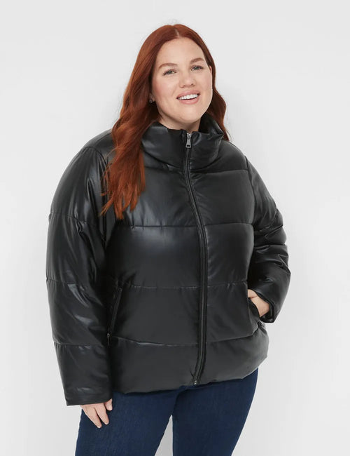 Faux-Leather Puffer