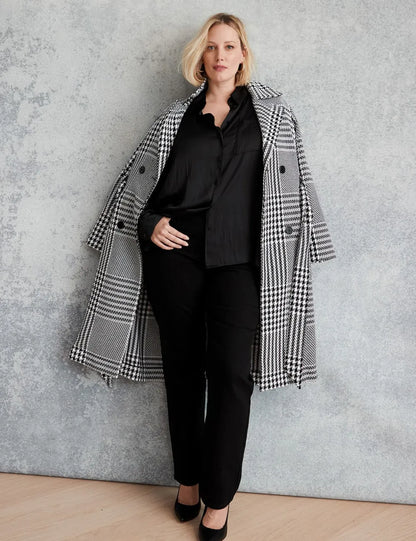 Double-Breasted Plaid Coat