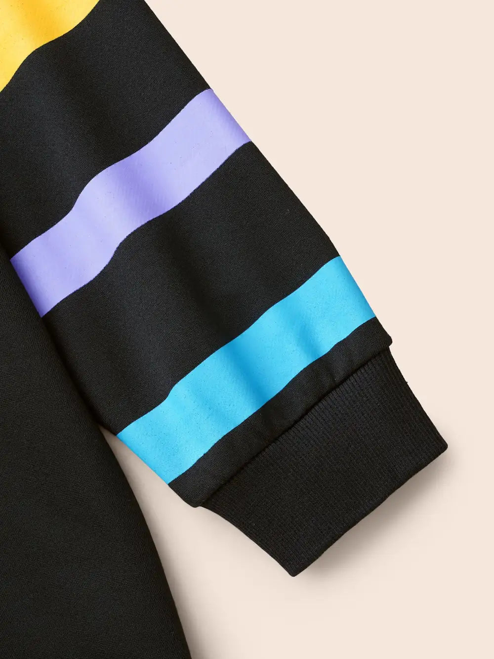 Colored Striped Patchwork Slightly Stretchy Sweatshirt