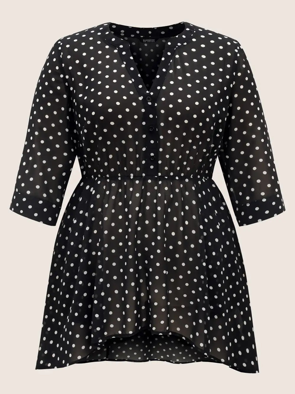 Chiffon Polka Dot Button Detail Blouse