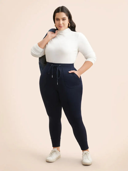 Mid Rise Drawstring Pocket Leggings