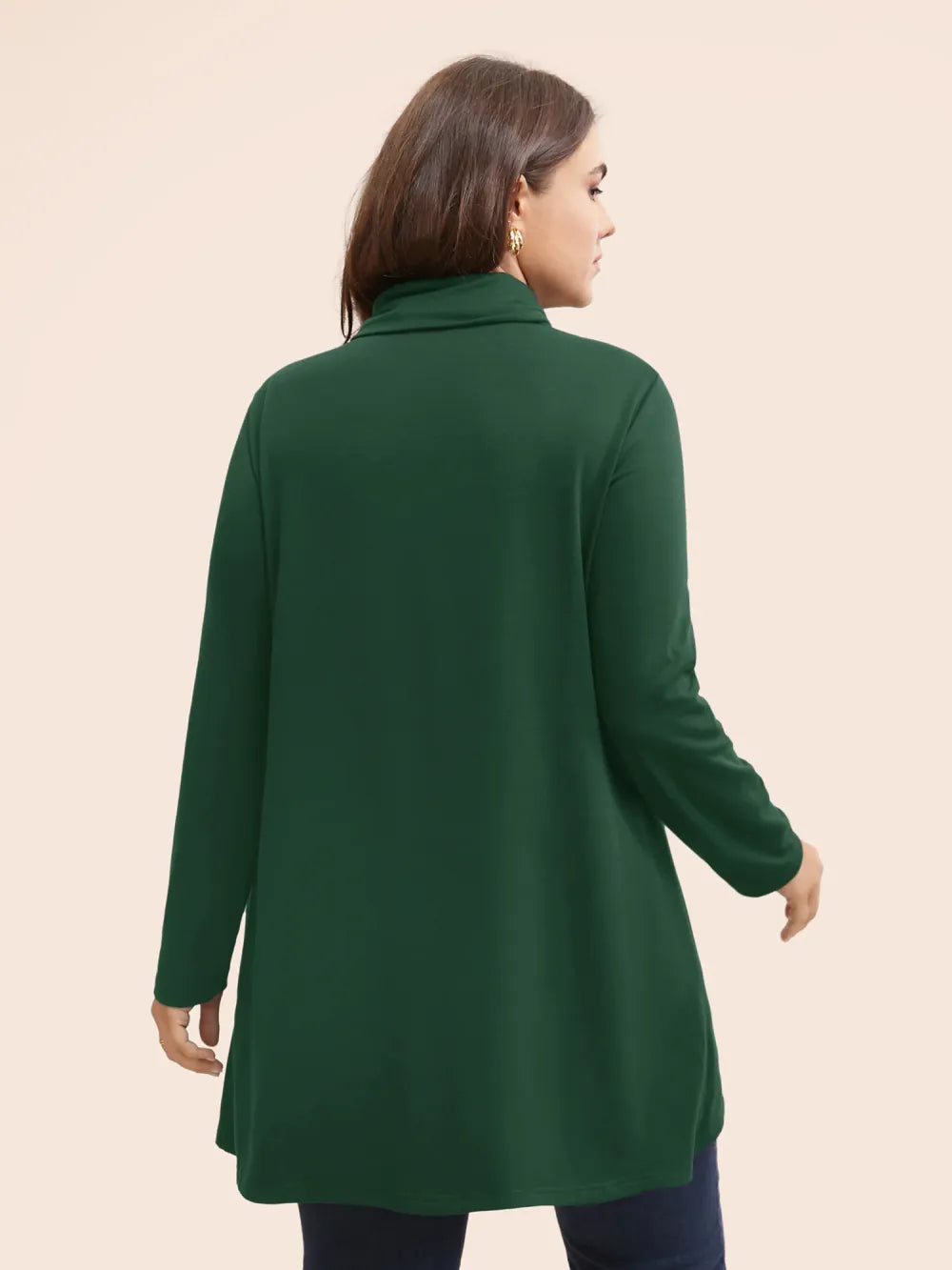 Plain Wrap Hem Turtleneck Sweatshirt